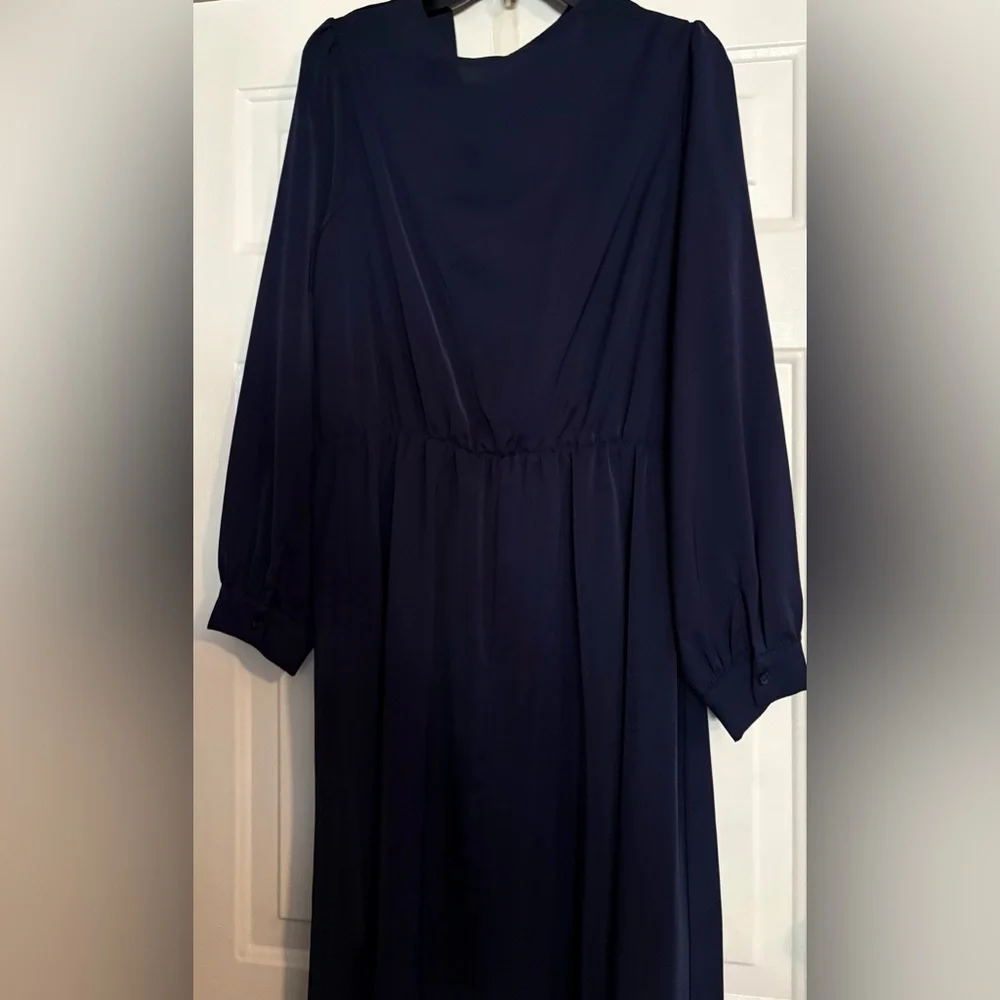 SHEIN Navy Long Sleeve Draped Maxi Dress - Picture 5 of 6